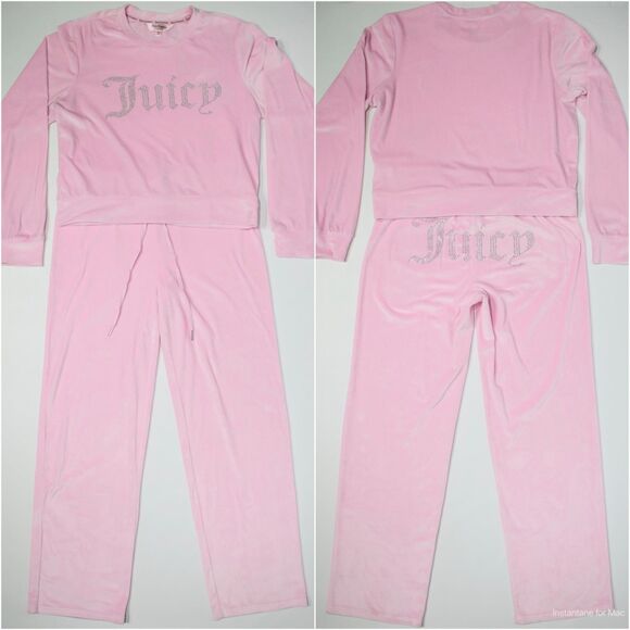 Juicy Couture Other - Juicy Couture Sleepwear Classic Velour Bling 2-Piece Pajama Set Pink Women Sz. M